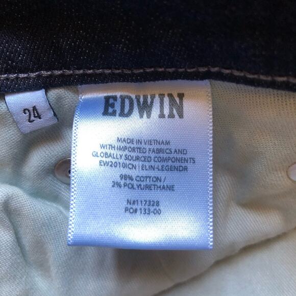 Edwin NWT Elin Relaxed Straight Leg Mid Rise Jeans Dark Indigo Legend Size 24 - Picture 14 of 16